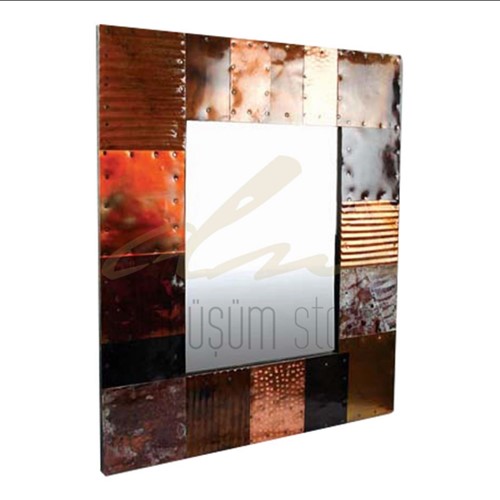 kare ayna (bakır el işçilik) ebat:85x75, abajur, dekor, sandık, deri kutu, servis seri, kalemlik, dekoratif, saksı, polyester, kürezade, puf, mercan, vazo, set, vazo seti, seramik, boru, viking borusu, kristal, zeytin dalı, hayvan dekoru, polyester dekor, metal dekor, metal ürün, sehpa, kahve seti, tepsi