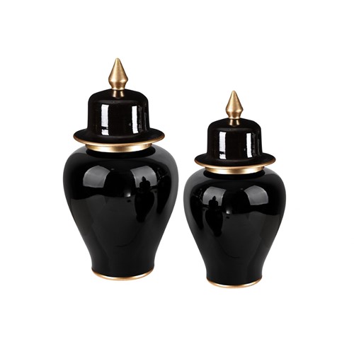 kapaklı siyah vazo 2'li set, abajur, dekor, sandık, deri kutu, servis seri, kalemlik, dekoratif, saksı, polyester, kürezade, puf, mercan, vazo, set, vazo seti, seramik, boru, viking borusu, kristal, zeytin dalı, hayvan dekoru, polyester dekor, metal dekor, metal ürün, sehpa